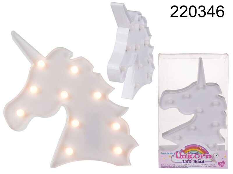 Eenhoornhoofd met LED-Verlichting Wit