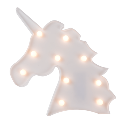 Eenhoornhoofd met LED-Verlichting Wit