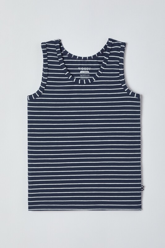 Woody - Jongens Singlet - Marine/Wit gestreept *