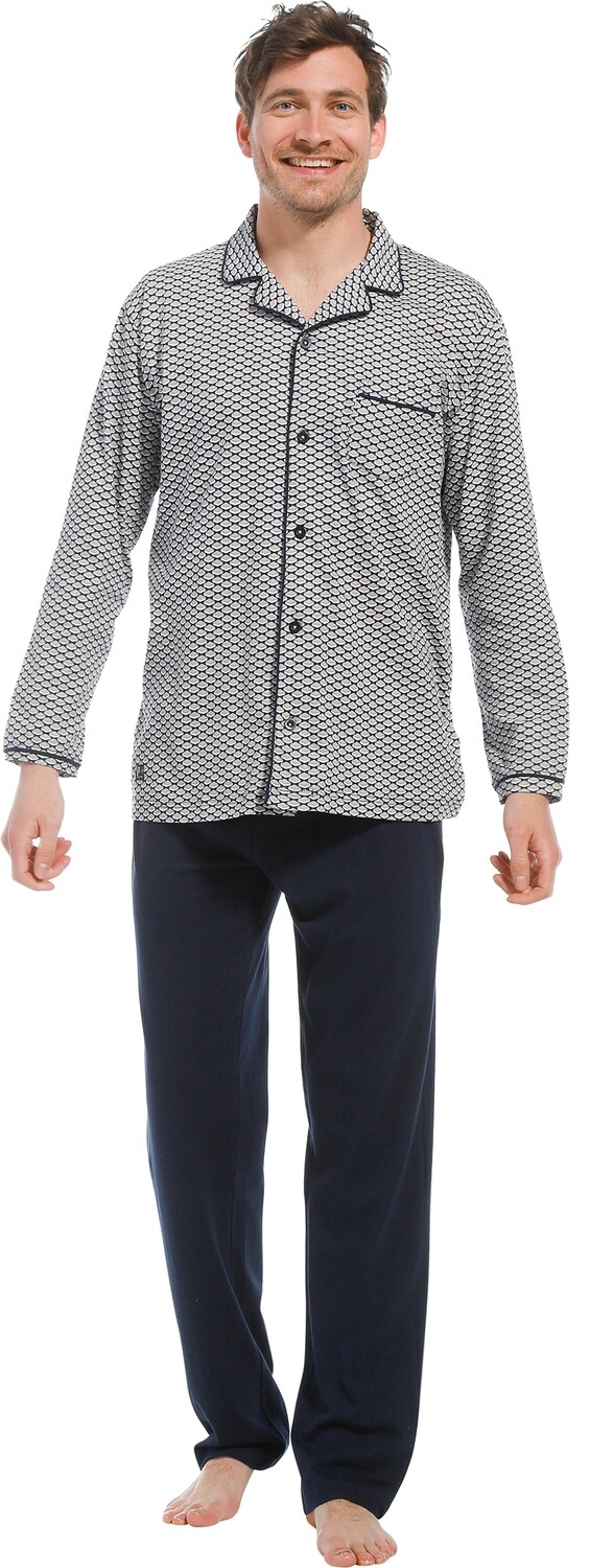 Pastunette for Men - Katoenen doorknooppyjama met lange broek