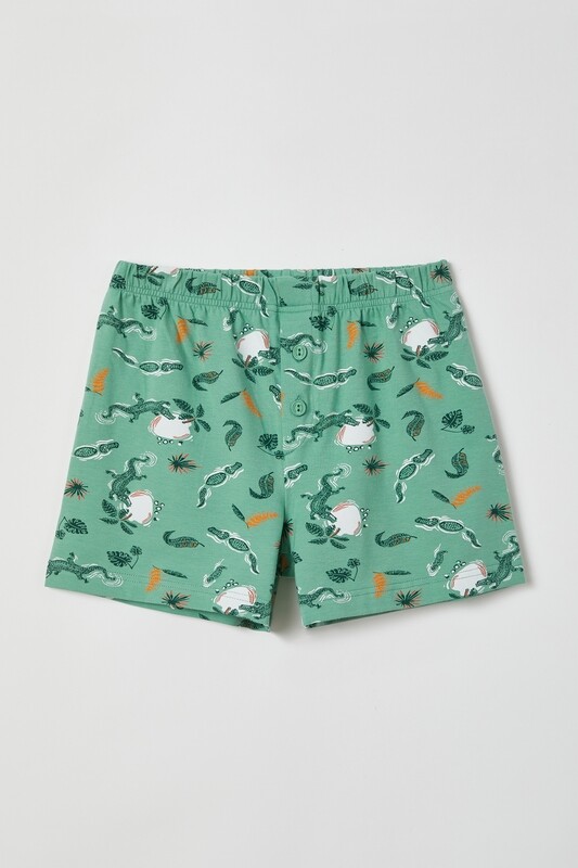 Woody - Jongens-Heren Korte Broek, moerasgroen - krokodil - Print