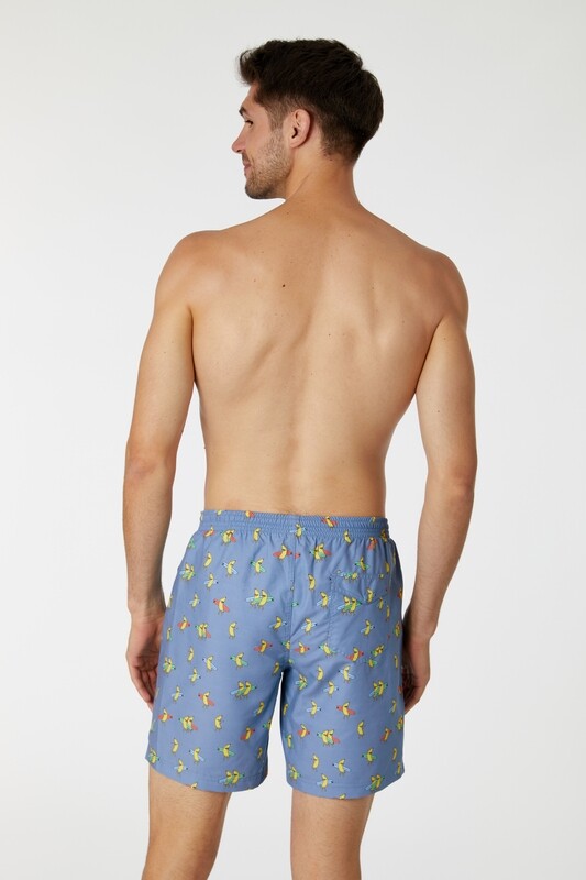 Woody - Jongens/Heren Zwemshort - Blauw met Banaanprint -