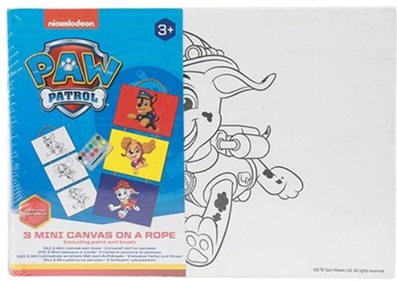 Paw Patrol - 3 Mini Canvas aan touw 12,5x17,5cm