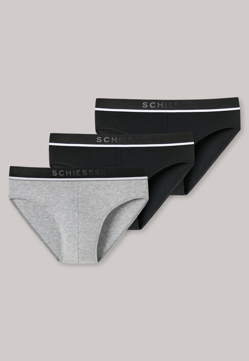 Schiesser - 3-pack Rio Slips 95/5 - Grijs/Zwart