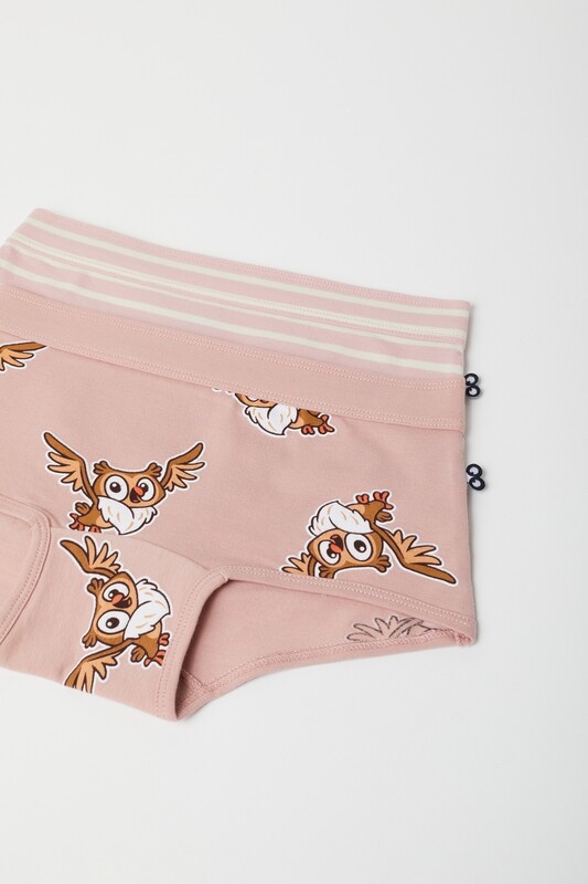 Woody - Meisjes Shorty Duopack - Oudroze Uiltjesprint en Gestreept *