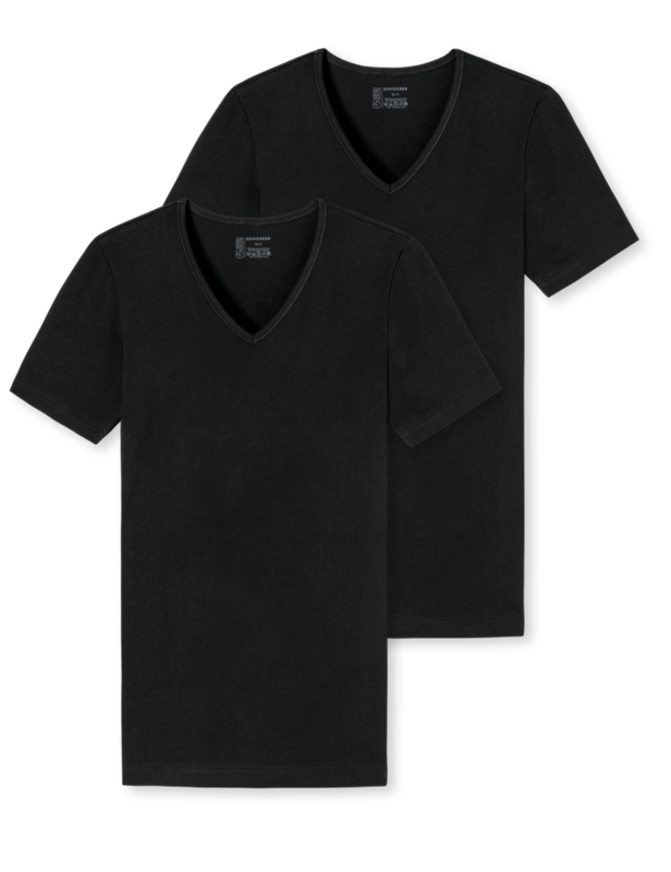 Schiesser 95/5 2-Pack T-Shirt zwart