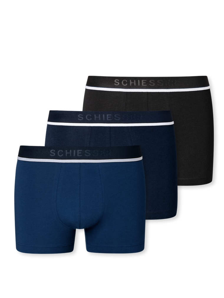 Schiesser - 3-pack Herenboxers 95/5 - Zwart/Blauw