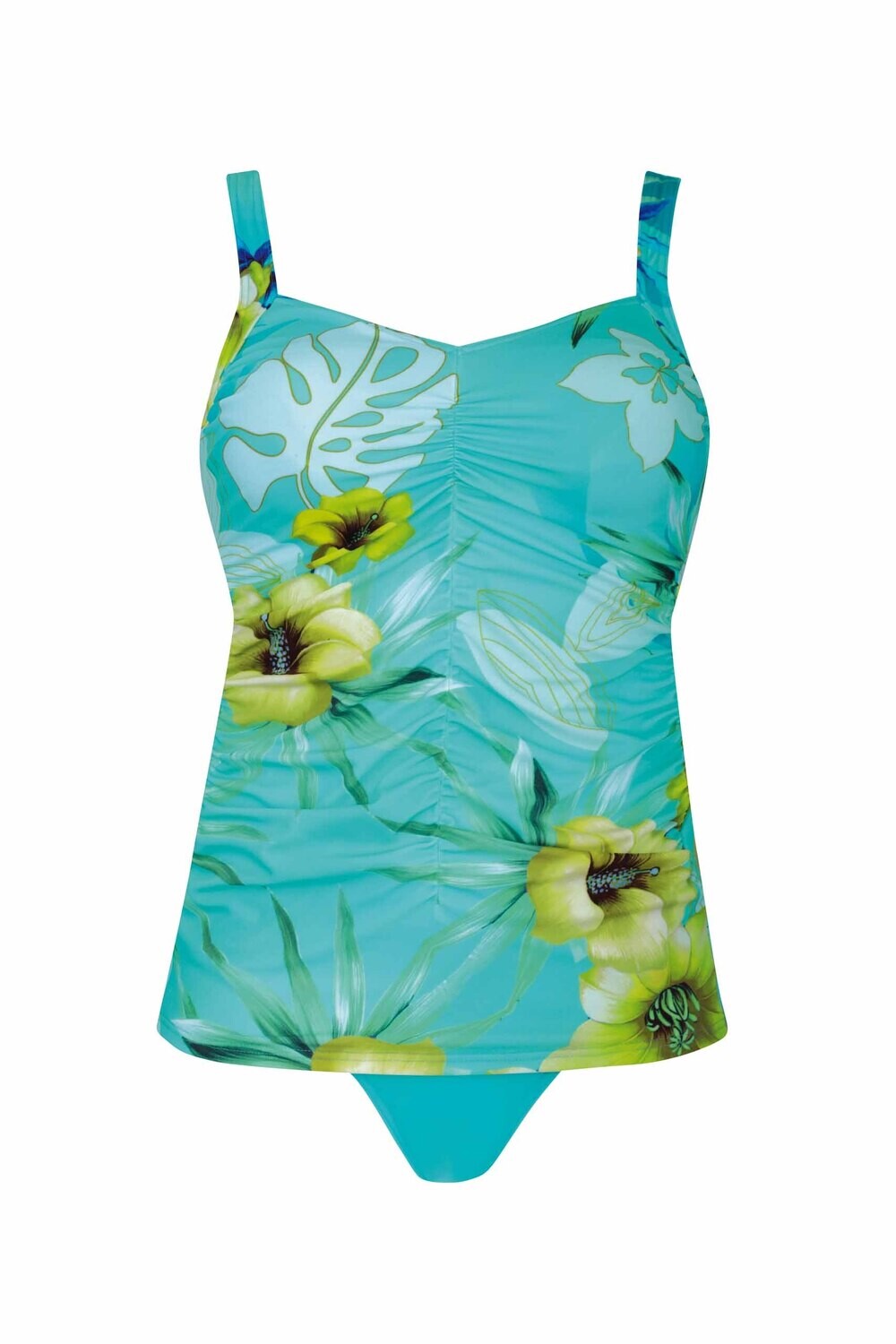 Sunflair - Prothese Tankini - Turquoise met Bloemen -