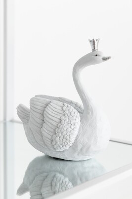 J-LINE - Spaarpot Zwaan Poly Wit/Zilver