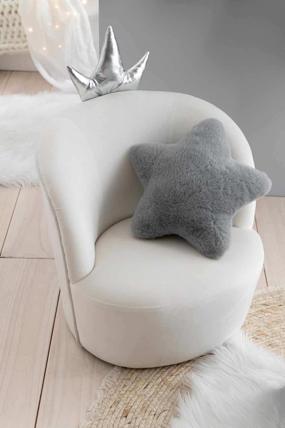 J-LINE - Kinderzetel Kroon Fluweel Wit