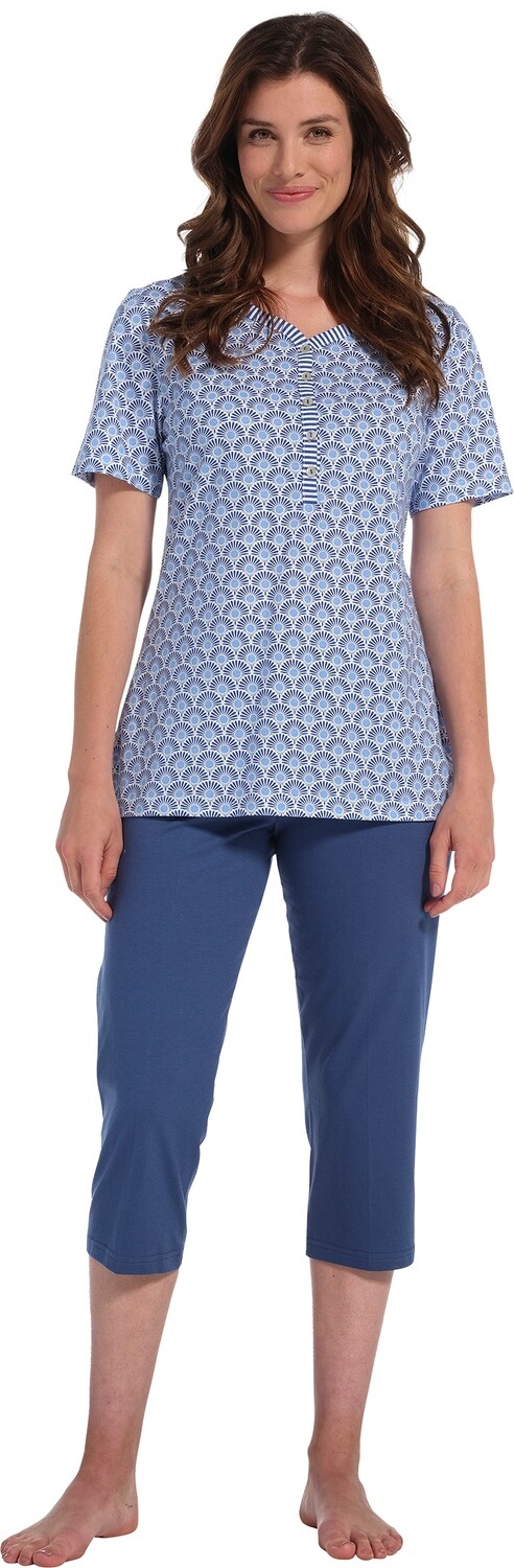 Pastunette - Pyjama Capri - Blauw met print