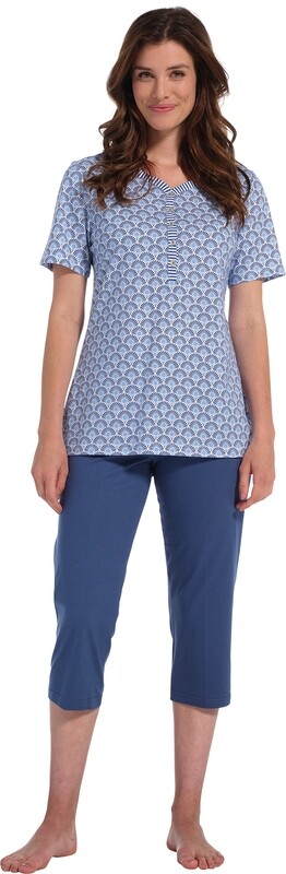 Pastunette - Pyjama Capri - Blauw met print