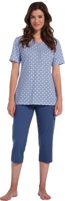 Pastunette - Pyjama Capri - Blauw met print