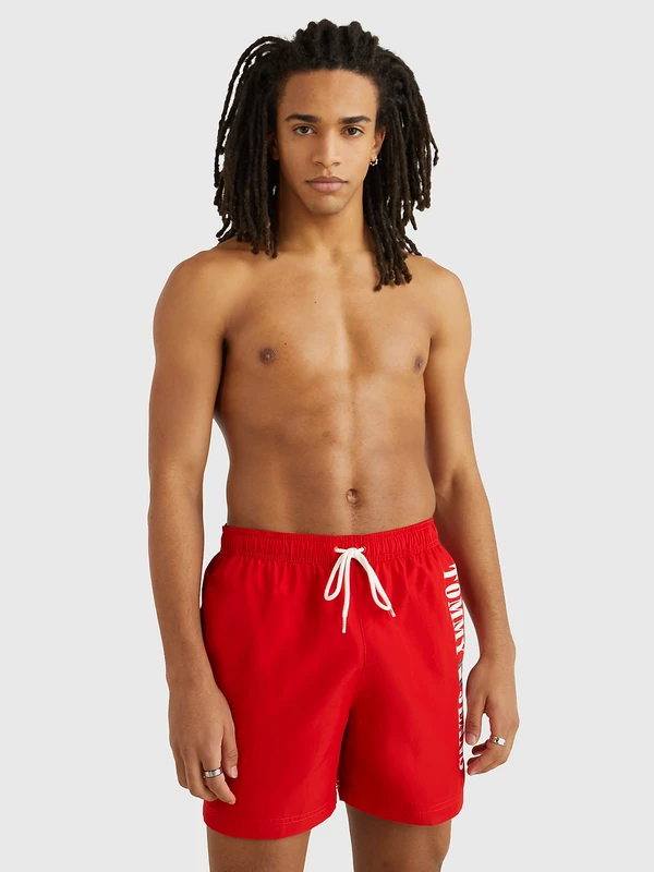 Tommy Hilfiger - Archive medium lange zwemshort met trekkoord - Rood