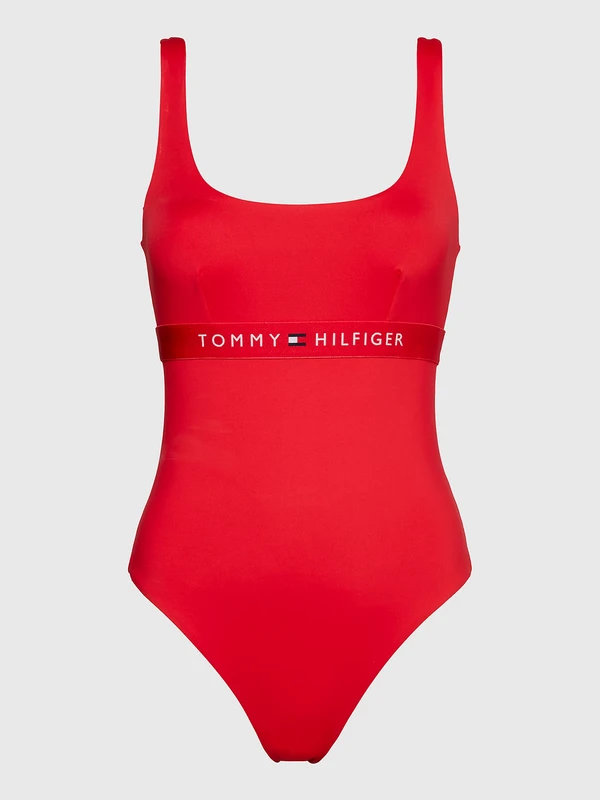 Tommy Hilfiger - Badpak met logoband - Rood -