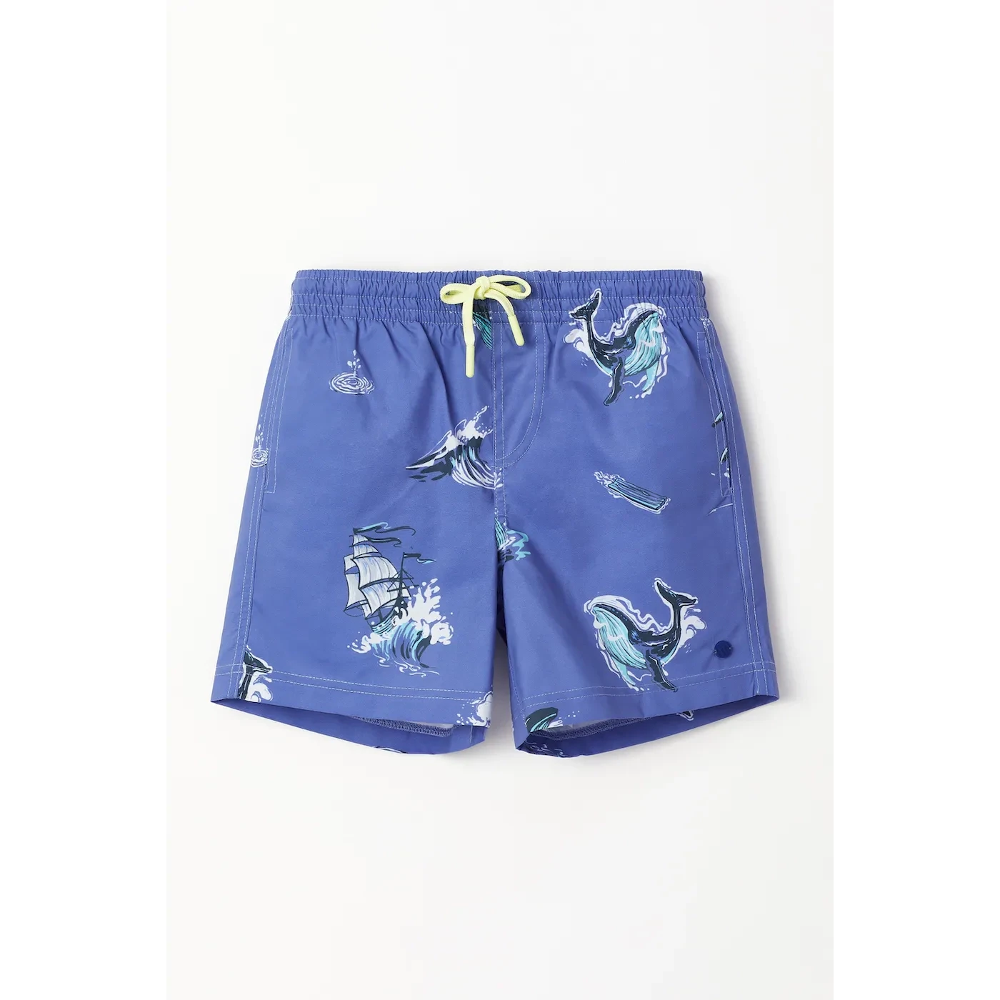 Woody - Jongens/Heren Zwemshort - Blauw met Walvis Print