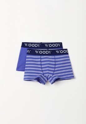 Woody - Jongens Boxer - duopack blauw fijne streep