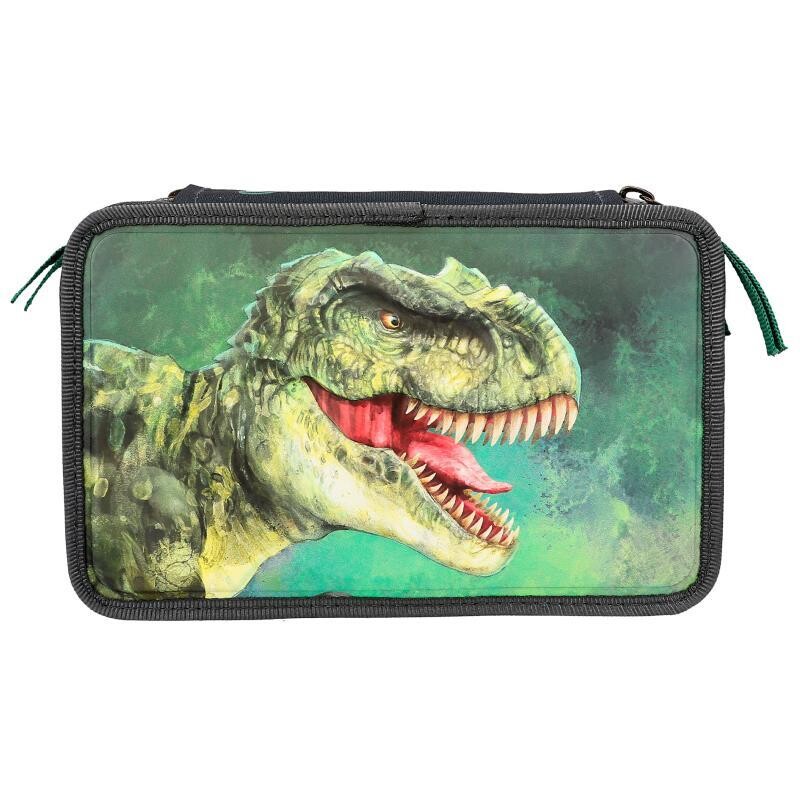 Dino World - 3-vaks etui met 3D effect groen