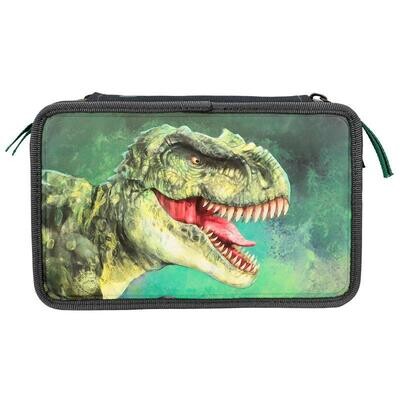 Dino World - 3-vaks etui met 3D effect groen