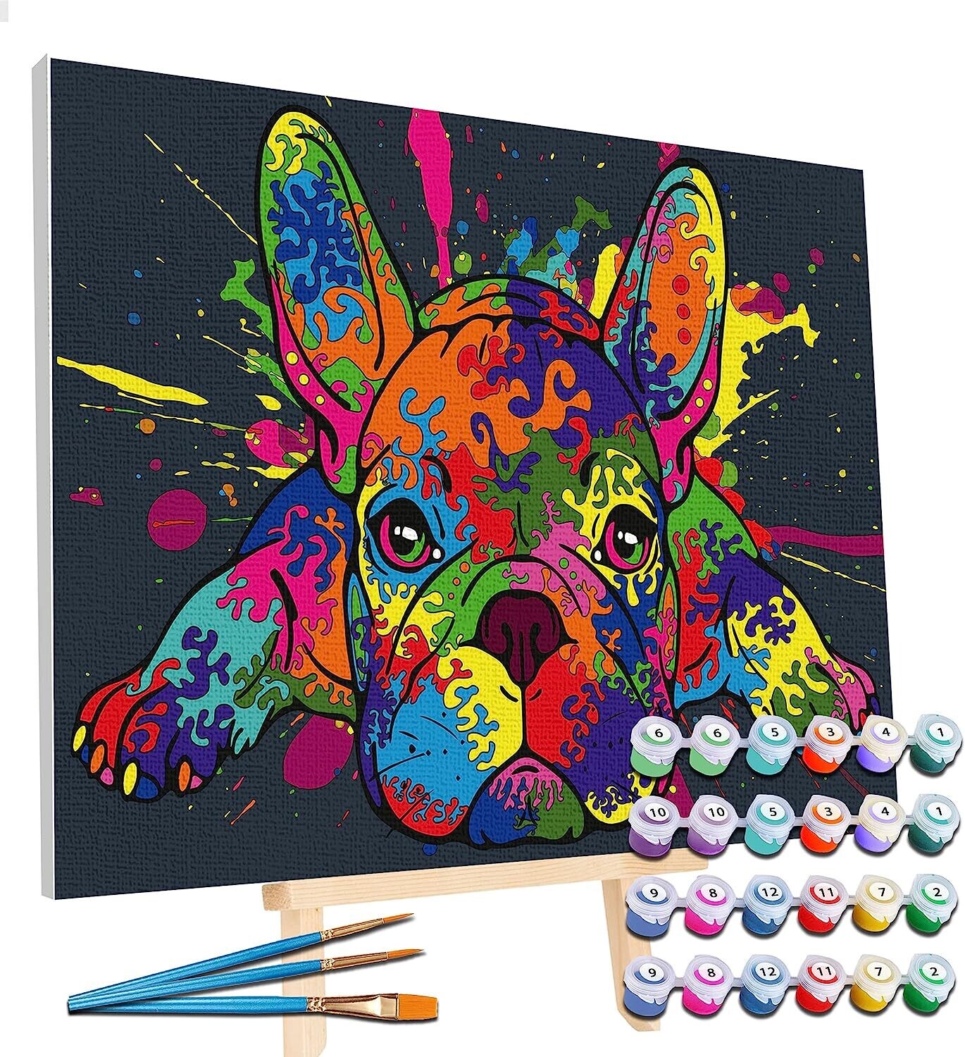 Paint By Numbers - Op Canvas - Franse Bulldog