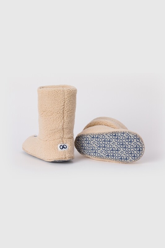 Woody - Pantoffels met oogjes - Teddy Fleece - beige