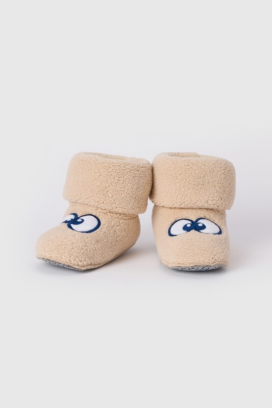 Woody - Pantoffels met oogjes - Teddy Fleece - beige