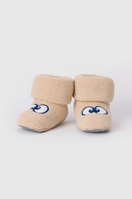 Woody - Pantoffels met oogjes - Teddy Fleece - beige