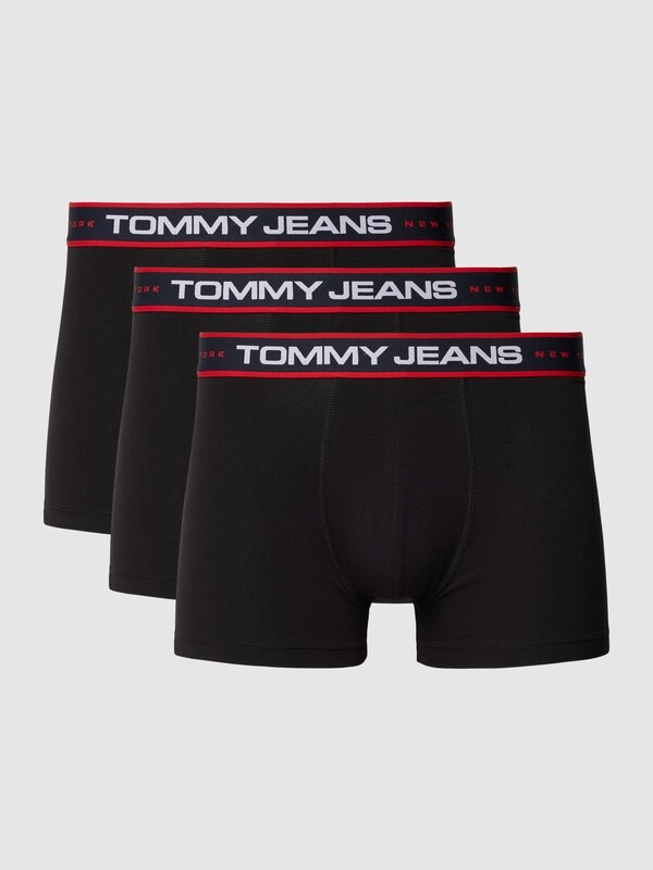 Tommy Hilfiger Jeans- Boxershort met labelstitching in een set van 3 stuks, - model &#39;NEW YORK - zwart