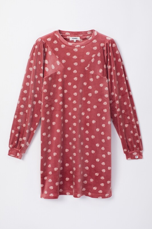 Woody - Slaapkleedje in Velours - Roze met Bollen