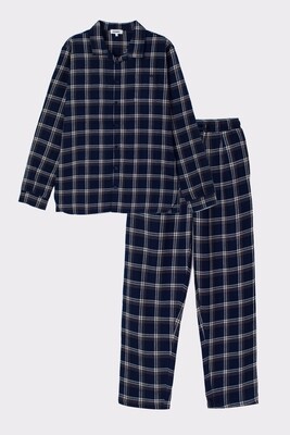 Woody - Jongens/Heren Pyjama van flanel katoen - Donkerblauw Geruit