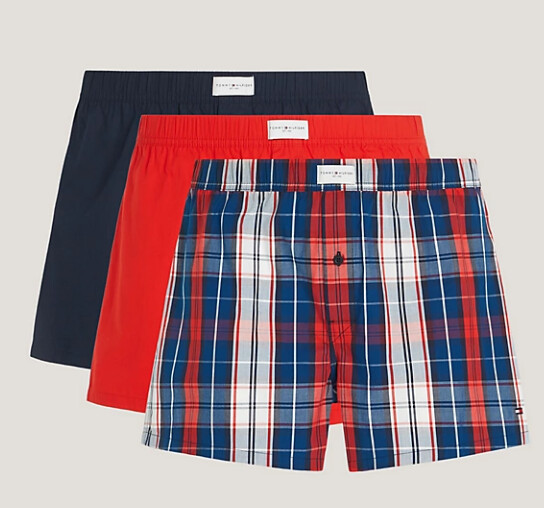 Tommy Hilfiger - Set van 3 boxershorts - Donkerblauw/Rood/Geruit