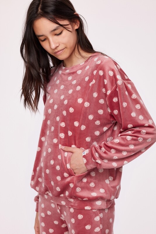Woody - Slaapkleedje in Velours - Roze met Bollen