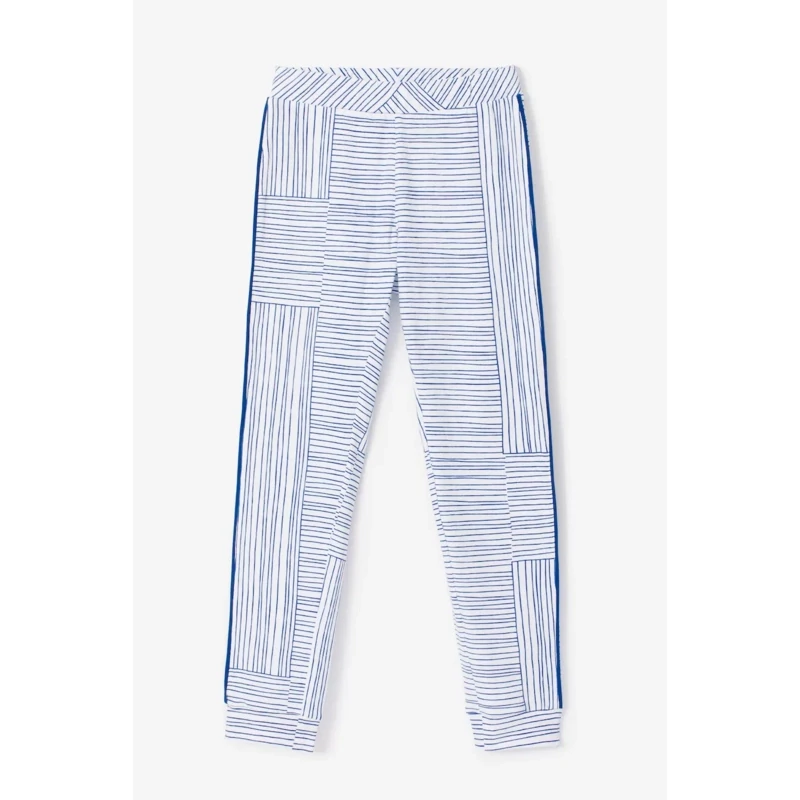 Woody X Anne Kurris - Meisjes Pyjama - Wit/Blauw Gestreept
