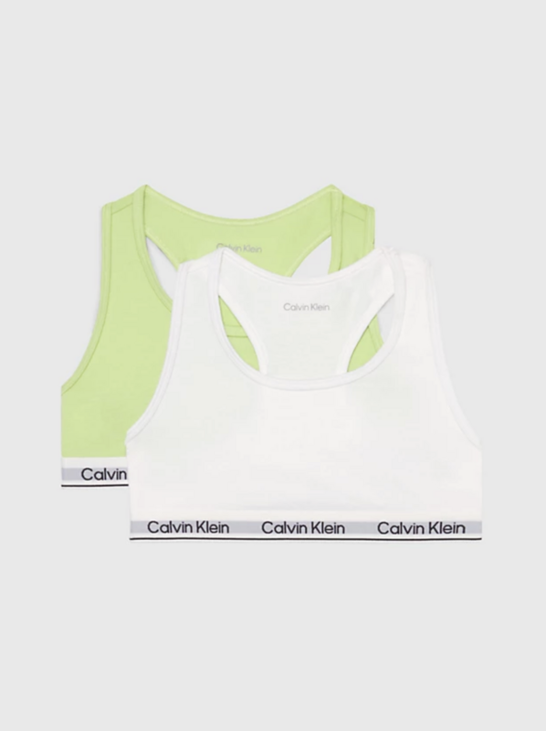 Calvin Klein - 2-pack meisjesbralettes - Modern Cotton - dustylime/pvhwhite