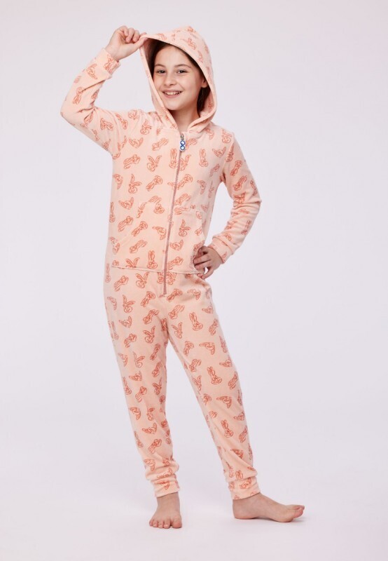 Woody - Unisex Onesie - Perzik met Haas All Over