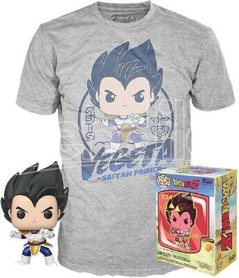 Funko Dragon Ball Z Verzamelfiguur &amp; Tshirt Set - L - POP! &amp; Tee Box Vegeta Grijs - LARGE