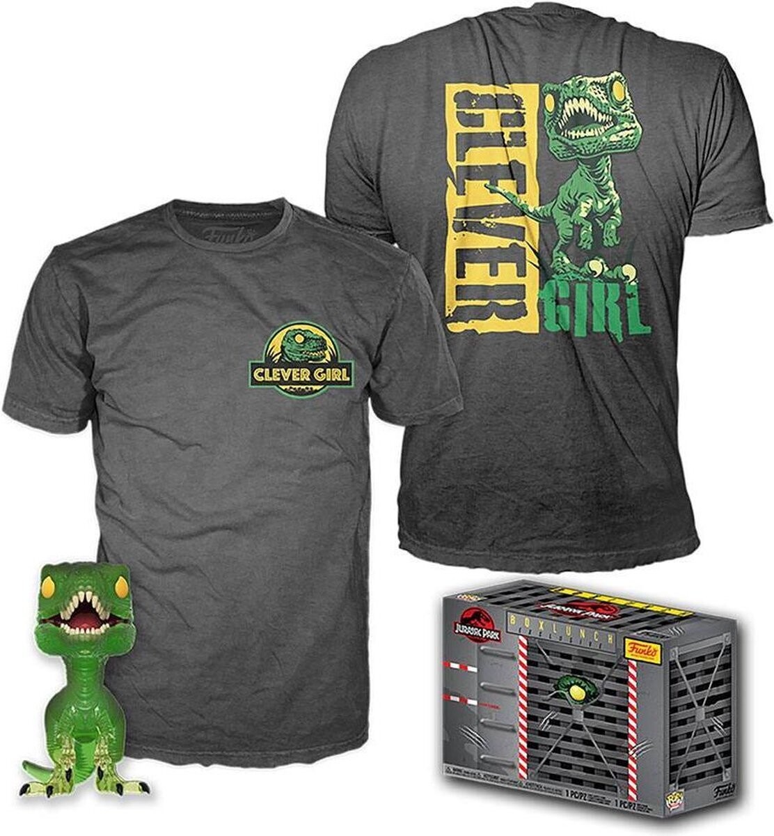 Funko Jurassic Park POP! &amp; Tee Collectors Box Clever Raptor Exclusive