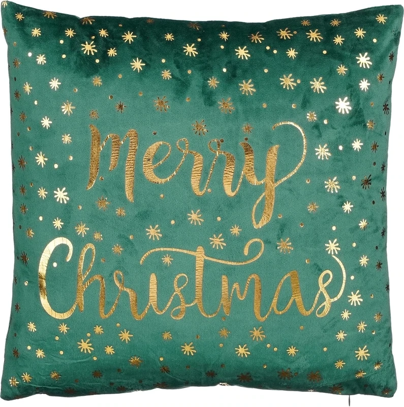 Kerst - Kussen Merry Christmas &quot;In The Mood&quot; - groen - 40x40x10cm
