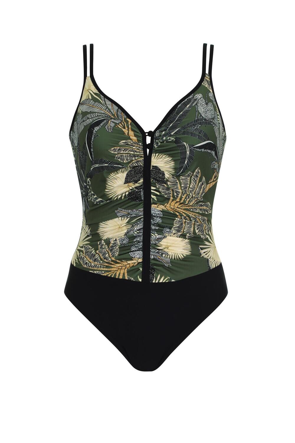 Sunflair - Badpak -Zwart/Groen Bladermotief