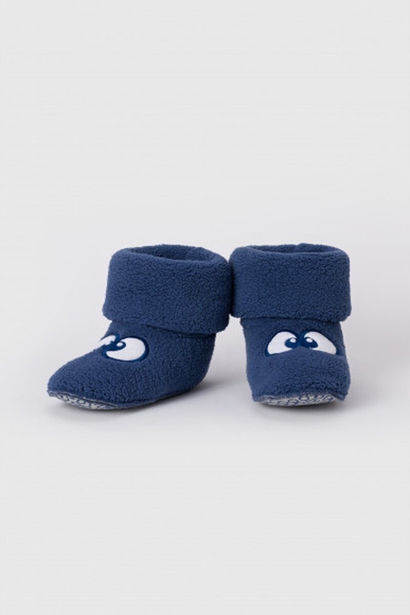 Woody - Pantoffels met oogjes - donkerblauw