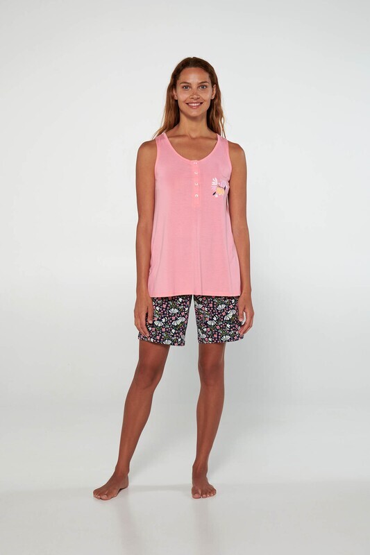 Vamp - Damespyjama - Pink Geranium - 50% katoen/50% modal