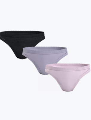 Tommy Hilfiger - 3-pack damesslips- Black/lavendel/light pink