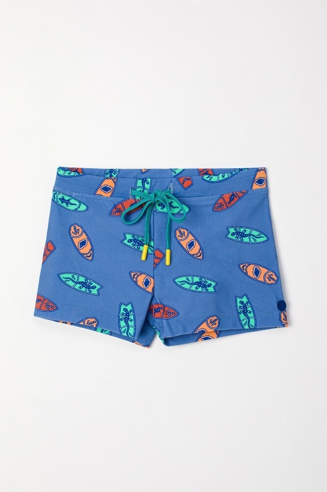 Woody - Jongens Zwembroek - Blauw met Surfplanken