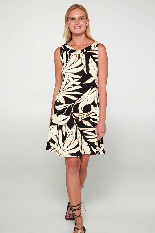 Vamp- Leaf Print A-Lijn Jurk - Elegant Dagelijks Chic