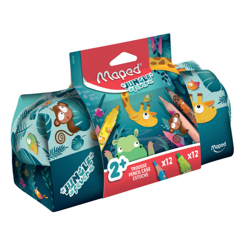 Maped JUNGLE FEVER etui met 12 viltstiften en 12 kleurpotloden