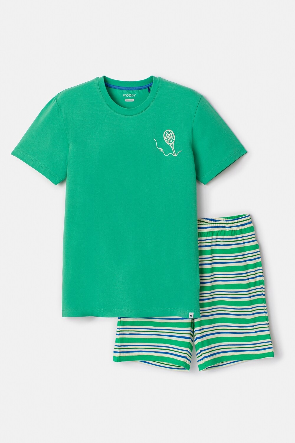 Woody - Jongens/Herenpyjama - groen - 100% katoen