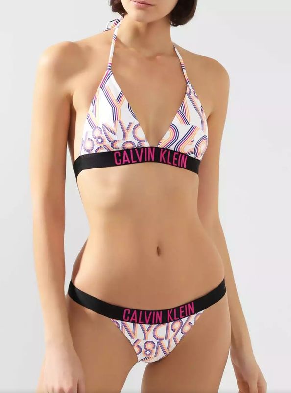 Calvin Klein - Bikini Fixed Triangle - Wit met Print *