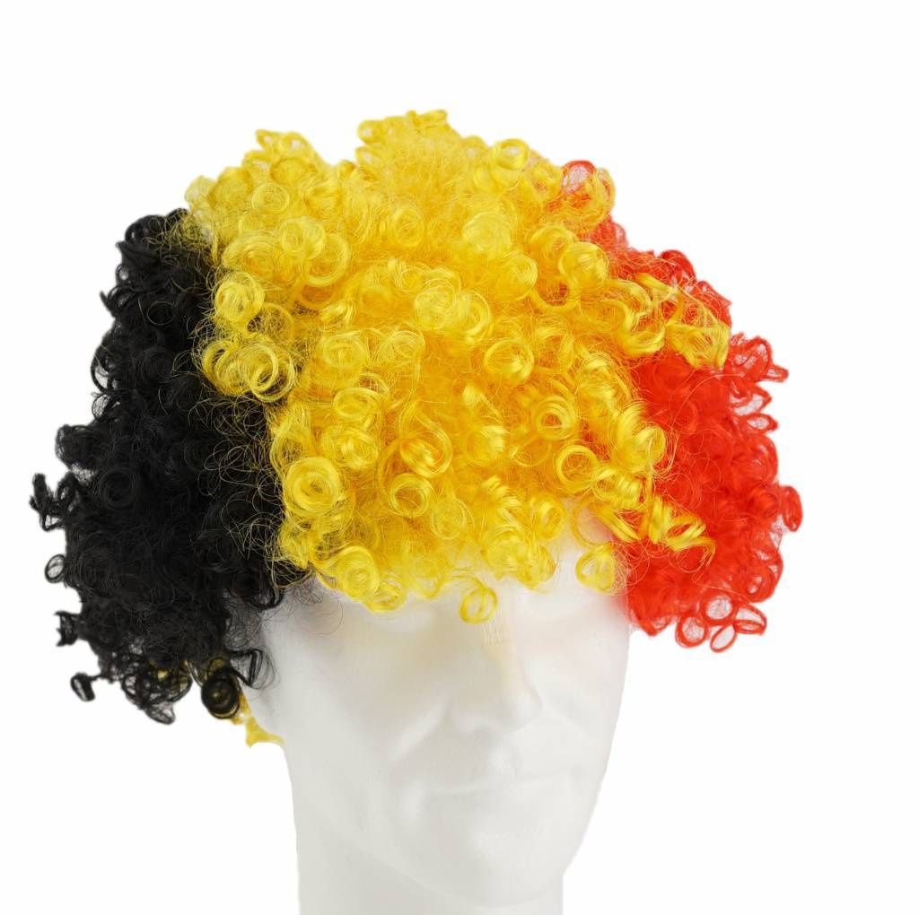 Rode Duivels - Pruik Driekleur Kroezel