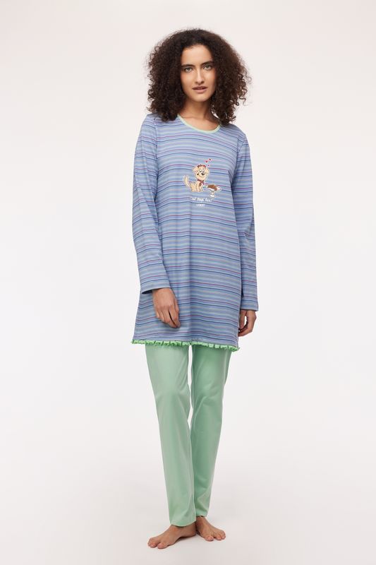 Woody - Meisjes-Dames Pyjama, multicolor streep