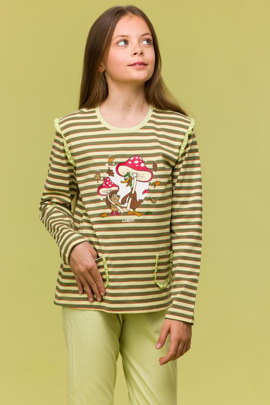 Woody - Meisjes-Dames Pyjama, multicolor streep